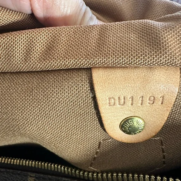 Louis Vuitton Brown Bandolier and Tan Monogram Satchel - Picture 9 of 10